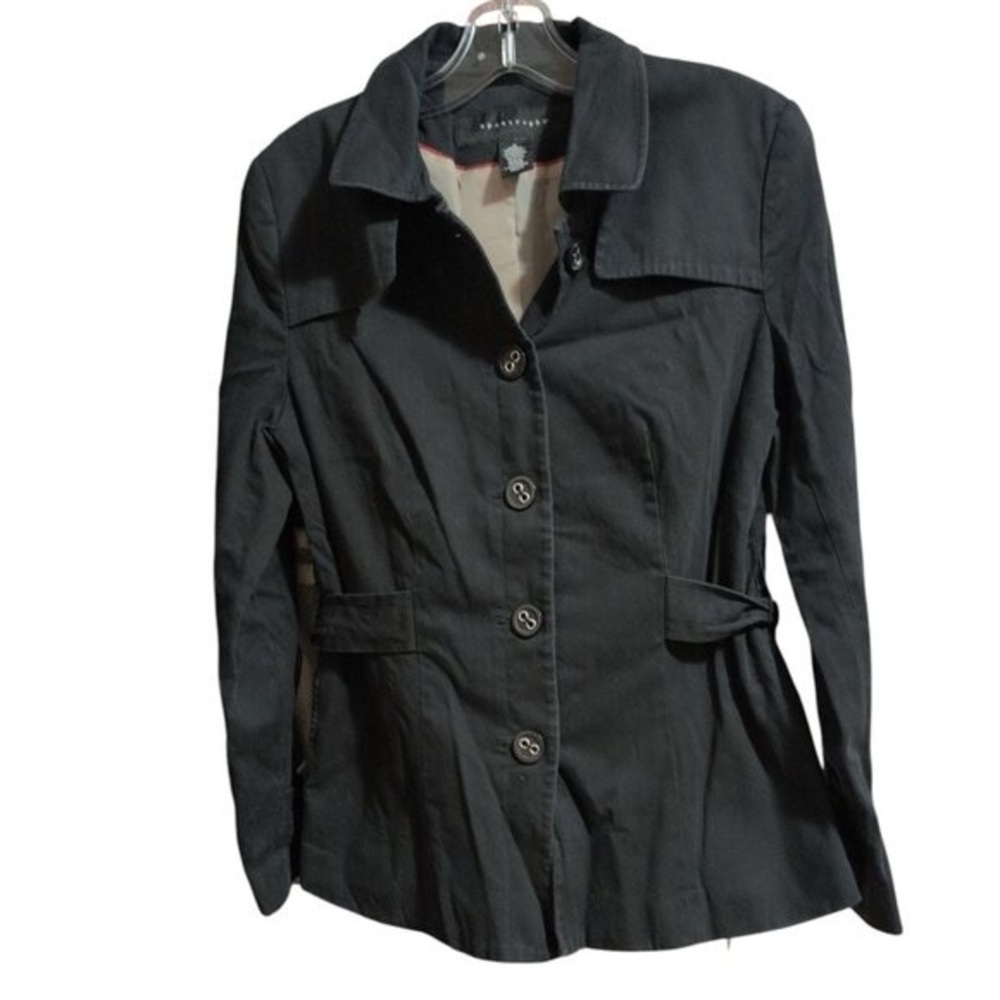 apOne SizetropheJacket BlackFitted Lined ButtonDownwith Pockets LightweightCoat